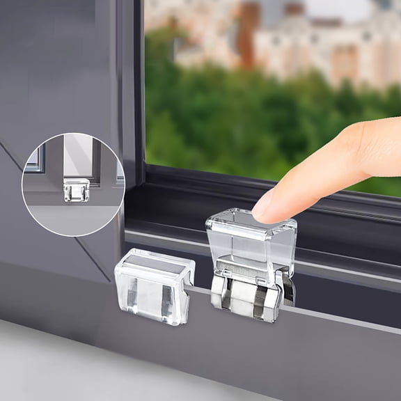 Eespoir 4Pcs Sliding Window Locks, Pants Hem Holders, Window Limiter Lock, Security Stoppers for Vertical and Horizontal Construction, for Home, Office, or Outdoor Use