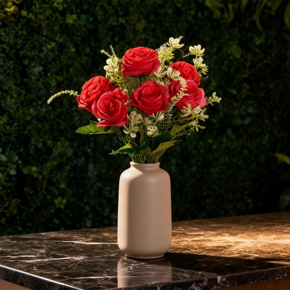Eespoir 6 Heads Artificial Flower Silk Rose, Artificial Flowers Hall Decorations, Fake Flower for Wedding Table Party Vase Home Decor
