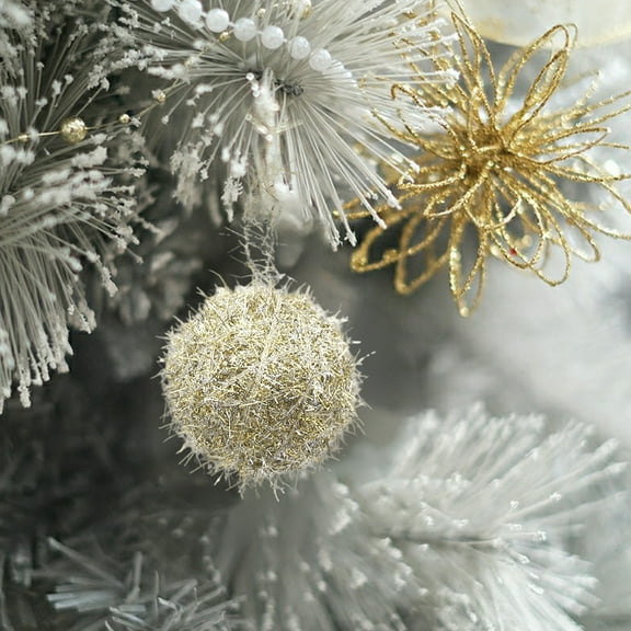 Eespoir 6cm Christmas Tree Ornaments Hanging Baubles, Mini Tree Baubles, Small Holiday Ornaments, For Christmas Festive Decorations Tree Decor Gift(Gold)