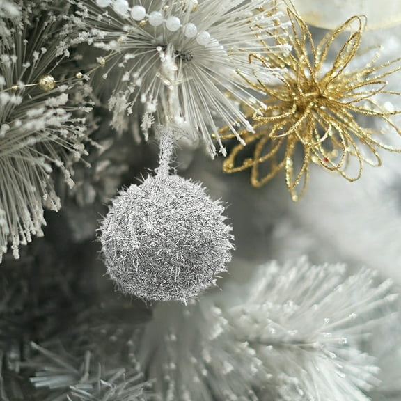 Eespoir 6cm Christmas Tree Ornaments Hanging Baubles, Mini Tree Baubles, Small Holiday Ornaments, For Christmas Festive Decorations Tree Decor Gift(Silver)