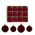 thumbnail image 1 of Eespoir 6cm Flocking Christmas Ball, Dark Velvet Christmas Ornament, Flocked Tree Decoration, For Christmas Tree Decor Holiday Party 12pcs(Red), 1 of 3