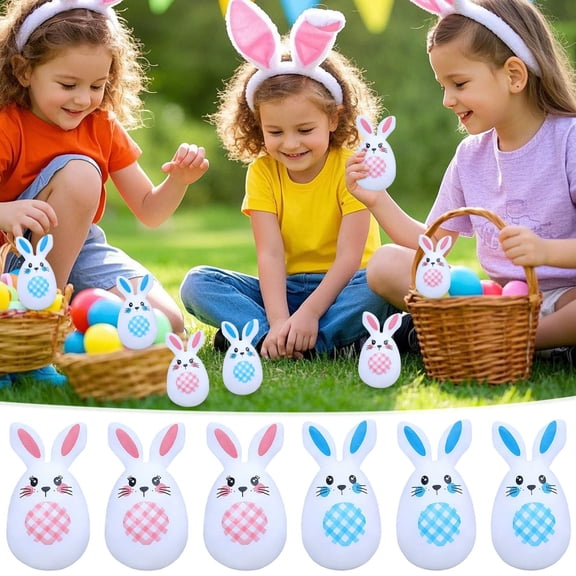 Eespoir 6pcs Openable Easter Eggs, Adorable Bunny Fillable and Twistable Cute Eggs, Plastic Eggs for Candy, Surprise Toys, Egg Hunt, Party Favor, Spring Activity