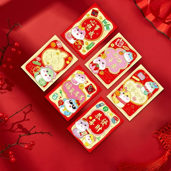 Eespoir 6pcs Year Of The Snake Red Envelope, Spring Festival Red Envelope, Lunar New Year Money Envelopes for Gifting, Celebration, Tradition