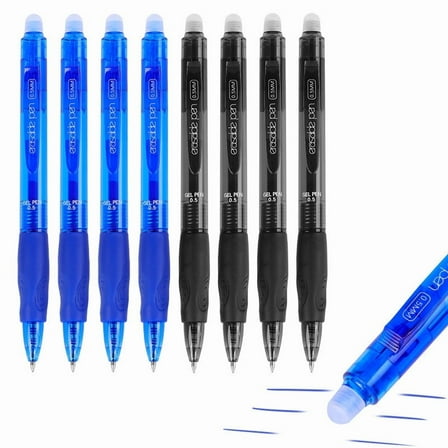 Eespoir 8 Pack Erasable Pens, Boxed Erasable Watermarker, 0.5mm Erasable Gel Pens, Black & Blue, Smooth Writing Pen, Office Sch-ool Supplies