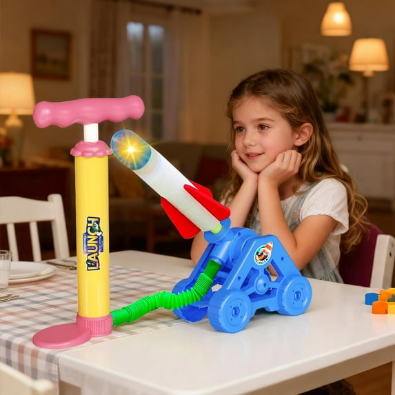 Eespoir Air Powered Rocket Launcher, Stomp Style Toy, Outdoor Flying Game, LED Light Up Glider, Kids Outdoor Activity, Boys Girls Toy(Blue)