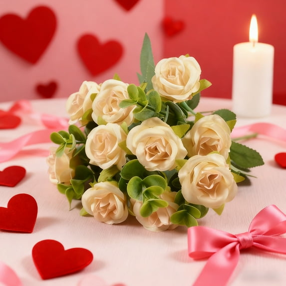 Eespoir Artificial Flowers Bouquets, Home Weddings Decorations, Multi-purpose Decorative Flowers, Various Colors Available, Centerpiece(Beige)