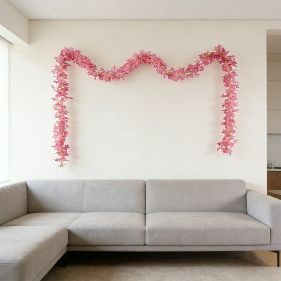 Eespoir Artificial Lilacs Flower Vines, Plastic Flower String Garland, Decor Hanging Vines, For Indoor & Outdoor Use, Parties, Wedding Decor, Wall Drape, Spring Theme(Pink)