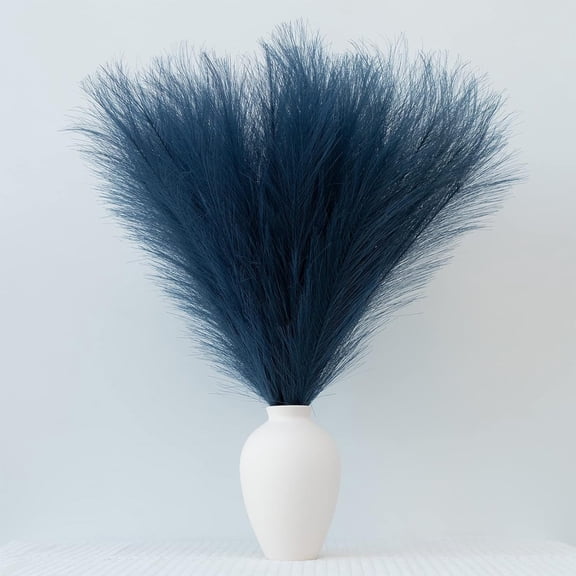 Eespoir Artificial Reed Flowers, Fake Fluffy Pampas Grass Branches Reed Plants Dried Flowers, for Festival Wedding Birthday Party Home Decoration, Blue