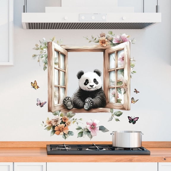 Eespoir Artificial Window Flower, Living Room Kitchen Wall Decoration, Peel And Stick Wall Sticker For Home Decor, Rental Friendly, Easy To Apply, No Residue