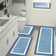 thumbnail image 1 of Eespoir Bathroom Rugs Sets 3 Piece, Extra Large Bath Mat Set, U Shaped Toilet Rug, For Master Bathroom, Shower Exit, Tub Side, Complete Bath Set, Plush Microfiber(Blue), 1 of 6