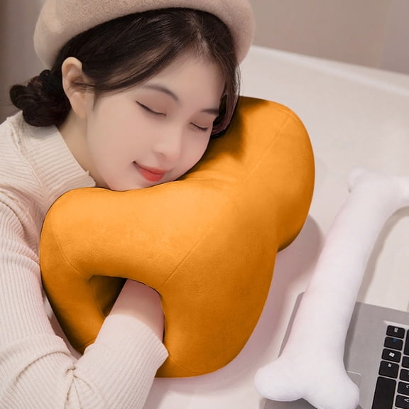 Eespoir Bone Shape Plush Pillow, Cute Meat Bones Pillow, Soft Removable Cushion Sleeping Pillow, Cartoon Style Sleeping Pillow, Gift for Boys & Girls, Brown