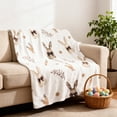 thumbnail image 1 of Eespoir Bunny Print Easter Blanket, Stuffed Cozy Throw For Sofa Bed, Spring Holiday Decor Blanket, Living Room Accent, Gift For Her, Warm, Washable(D), 1 of 6