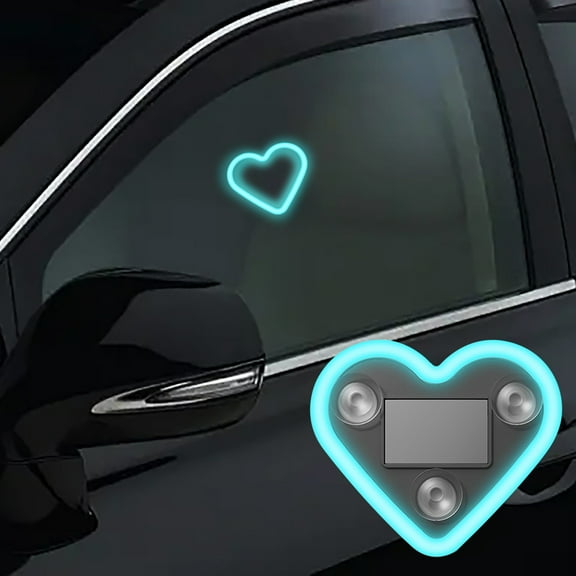 Eespoir Car Solar Heart LED Light, Solar Heart-Shaped Ambient Light, LED Neon Car Decoration, Auto Day-Charge, Night-Light with Multiple Colors & Modes(B)