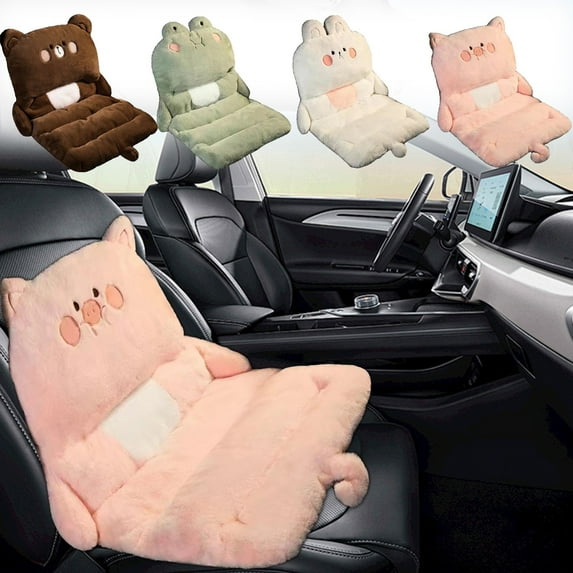 Eespoir Cartoon Plush Chair Cushion, Car Cushion Winter Warm Cushion, Office Back Seat Cushion, Cute Pattern Warm Cushion, for Bedroom Dining Room Chair Car
