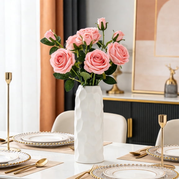 Eespoir Ceramic Vase, Home-style Plain Vase for Flower Arrangement, Indoor Decoration, Ceramic Vase Art Decoration, Table Centerpiece, Shelf Display