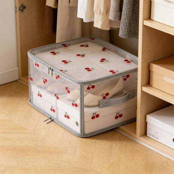 Eespoir Cherries Patterns Foldable Clothes Storage Box, Large Capacity Fabric Organizer, For Closets Sweaters Blankets Pants, Bedroom Wardrobe Storage Bin, Multi Size(C)