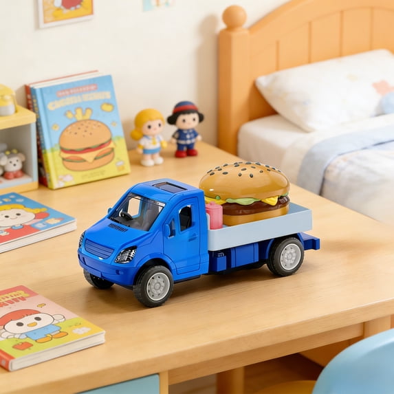 Eespoir Children's Toy Burger Car, Simulation Food Car Toy, Toy Car Model Gift For Kids, Pretend Play, Collection, Fun Snack Themed Toy(Blue)