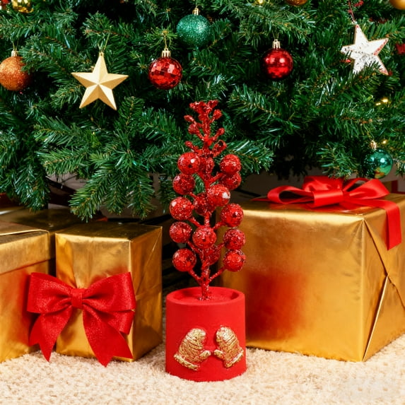 Eespoir Christmas 13 Head Fruit Branch, Fruit Branch Ornament Crafts, Holiday Fruit Decor, For Christmas Tree Decoration Seasonal Display(Red)