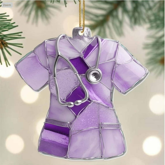 Eespoir Christmas Candy Gift Decoration Acrylic Pendant, Sea Glass Scrub Ornaments to Honor Their Dedication, Gifts for Christmas Design, Purple
