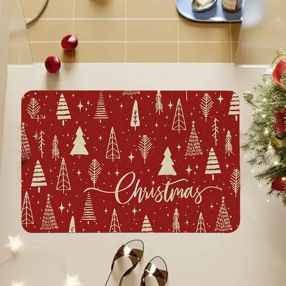 Eespoir Christmas Floor Mats Home Entrance Door Mats, Holiday Floor Mats, Christmas Decoration Mats, For Dirt-counteractive Wear-counteractive Bedroom Use(A)