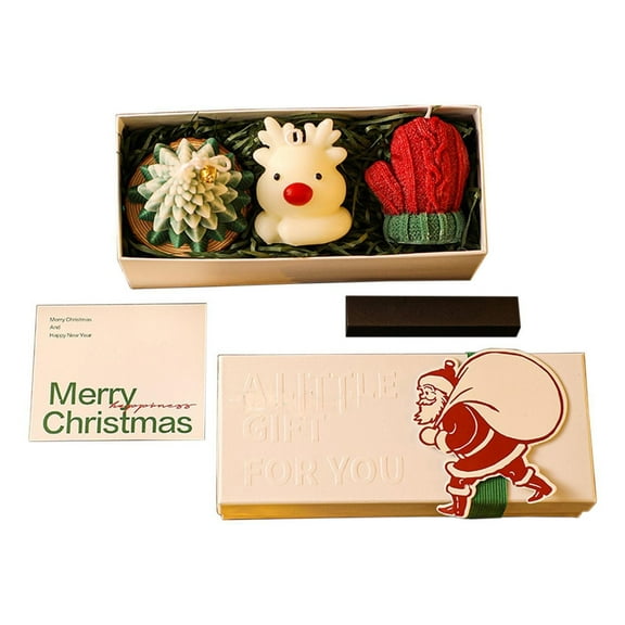 Eespoir Christmas Gift Practical Set Aromatherapy Candle Gift Box, 3 Pcs Christmas Taper Candles, Christmas Creative Handmade Scent, for Home or Office Desk Decoration