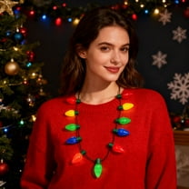 Eespoir Christmas LED Large Bulb Light String 13 Lights, Luminous Leather Necklace, Festive Wearable Lights, For Party Supplies Holiday Events, Battery Powered