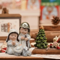 Eespoir Christmas Nativity Scene Figurine, Christmas Home Decor & Party Gifts, for Living Room Table Fireplace Desktop Decor, White, 3.74"