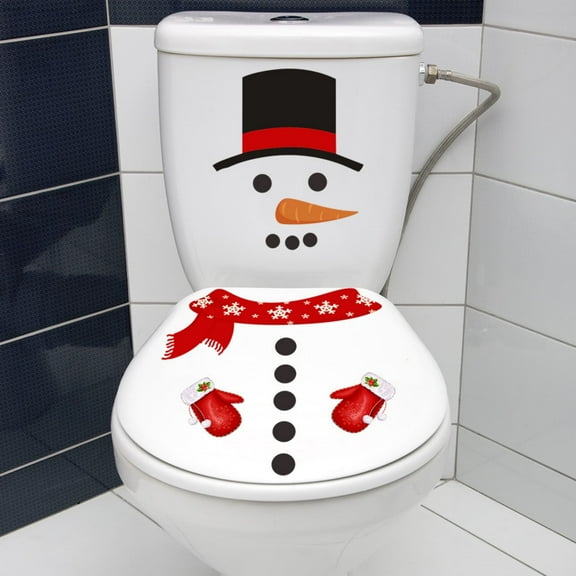Eespoir Christmas Snowman Toilet Decoration, Adhesive Wall Sticker, Festive Bathroom Decor, For Holiday Bathroom Decorations