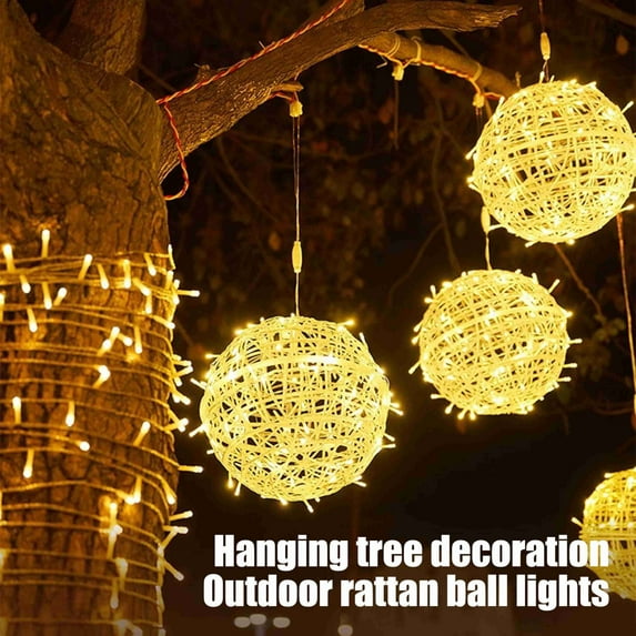 Eespoir Christmas String Lights Outdoors, Solar Powered Hanging Tree Light, Watertight Garden Decor Ball Light, for Home, Party, Christmas, Porch Patio,Wedding, Garden,Tree Decor