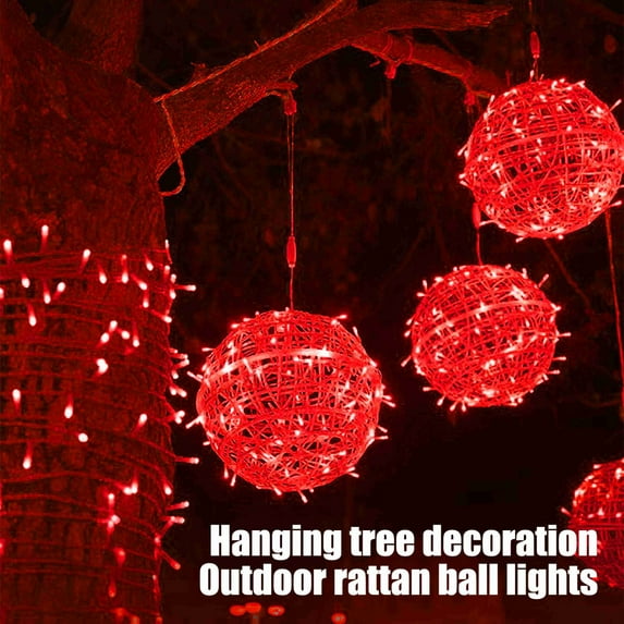 Eespoir Christmas String Lights Outdoors, Solar Powered Hanging Tree Light, Watertight Garden Decor Ball Light, for Home, Party, Christmas, Porch Patio,Wedding, Garden,Tree Decor