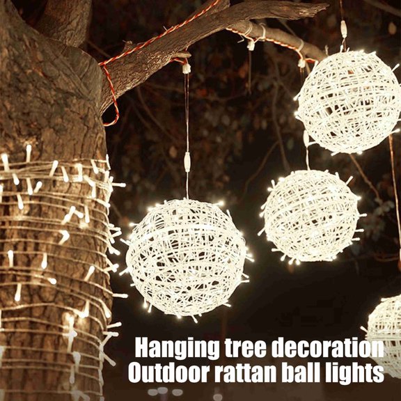 Eespoir Christmas String Lights Outdoors, Solar Powered Hanging Tree Light, Watertight Garden Decor Ball Light, for Home, Party, Christmas, Porch Patio,Wedding, Garden,Tree Decor