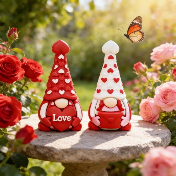 Eespoir Couple Dwarf Decorative Ornament, Pair of Gnome Figurines, Love Gnomes, for Garden, Mantel, Shelf, Wedding Gift, Anniversary, Home Decor Accent(B-10PC)