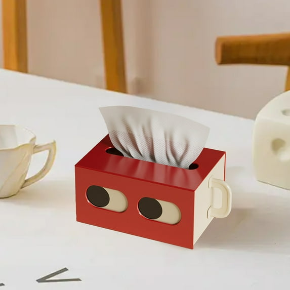 Eespoir Creatives Eyes Tissue Box, Rectangular Paper Towel Box, Table Paper Towel Box, for Table Car Office Desktop Storage, Red