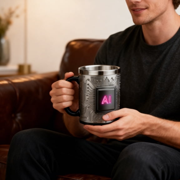 Eespoir Creatives Technology-themed Cups, Chip-shaped Coffee Mugs And Beer Mugs, Stainless Steel Drinkware for Tech Lovers, Office, Gift, Sturdy Design(Gray)