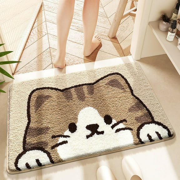 Eespoir Cute Bathroom Rug, Soft Absorbent Bath Rugs, Welcome Mat for Front Door with Non-Slip Backing, for Patio, Porch, Balcony and Entryway(D)