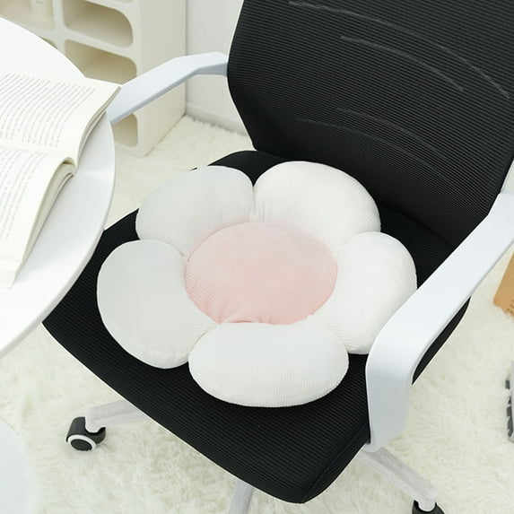 Eespoir Cute Flower Throw Pillow, Soft White 17.3" Shaped Floor Pillow, Cute Ae-sthetic Velvet Plush Decorative Pillows, for Bed, Sofa, Couch