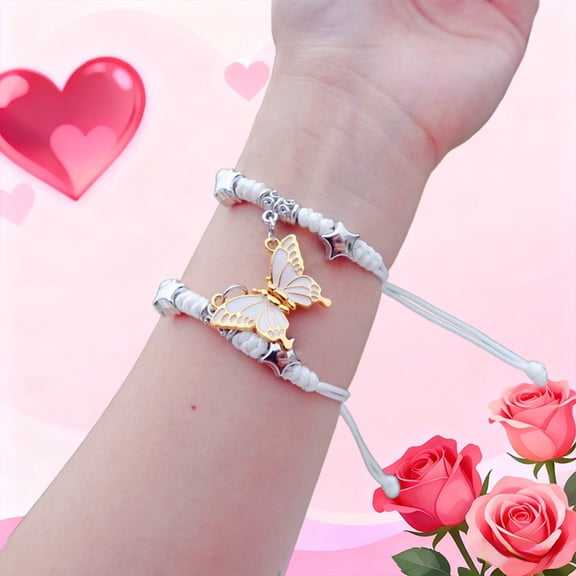 Eespoir Cute Magnetic Couple Bracelet, Super Girl Weaving Bracelet, Hand Rope Jewelry, For Festival Gift Friendship Present(C)