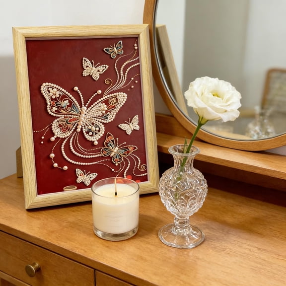 Eespoir DIY Beaded Art Kit, Castle Pearl Painting Kit, Craft Kit for Adults, Kids Activity, Hobby Project, Home Decor, Mosaic Art, Relaxation Craft, Decorative Painting(A)