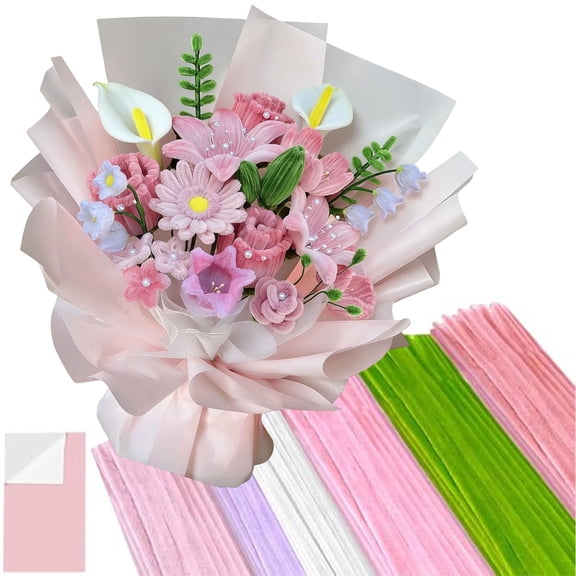 Eespoir DIY Handmade Gift - Rose Bouquet Kit, Complete DIY Flower Craft Set with Floral Wires, Gardening Tape, Stamen, Gift Idea for Mother's Day & Girlfriend