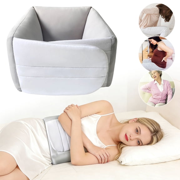 Eespoir Down-Wrap Sleep Lumbar Pillow, Hollow-Out Waist Support for Back and Side Relief, Flexible Fatigue Relief, Travel Pillow, Bed Rest