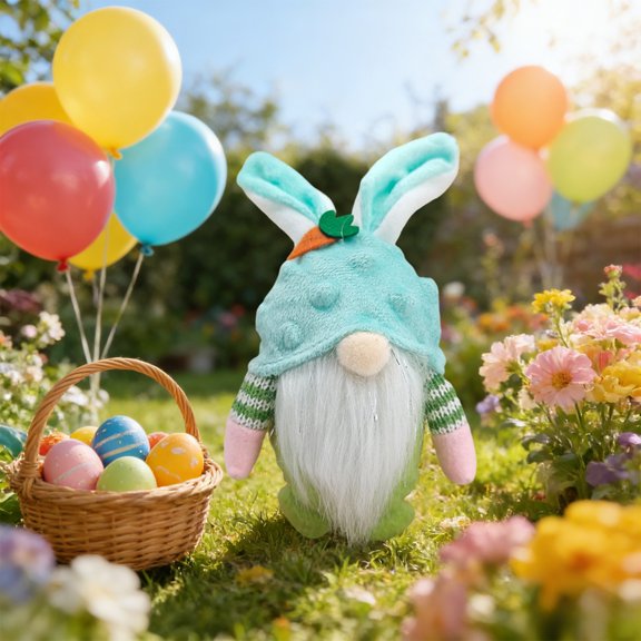 Eespoir Easter Bunny Gnome Dwarf, Desktop Small Pendant Cartoons Doll, Festival Scene Decoration for Indoor Outdoor Living Rooms, Shelves, Seasonal Display