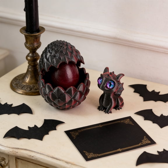 Eespoir Easter Hatchable Dragons Egg Toy, Assembly Colorful Dragons Figurine Gift for Kids, Teens, Adults, Holiday Joys Play, Collectible Toy, Fantasy Creature(Red)