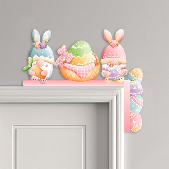 Eespoir Easter Wooden Corner Door Frame Decorations, Personalized Easter Wooden Decorations for Home, Porch Decor, Spring Festival, Rustic Welcome, Wall Decor(A)
