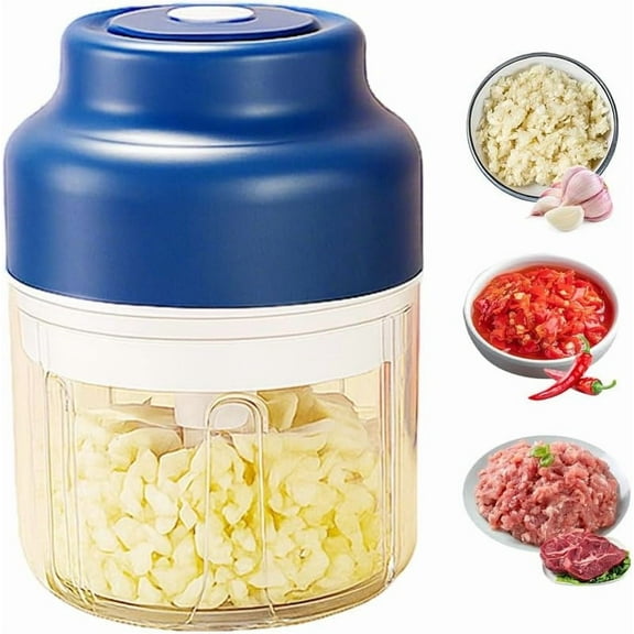 Eespoir Electric Mini Garlic Chopper Set, Portable Vegetables Chopper With USB Charging, Electric Food Chopper Tool, Wireless Veggie Grinder, for Mashing Onion, Garlic, Chili, Blue