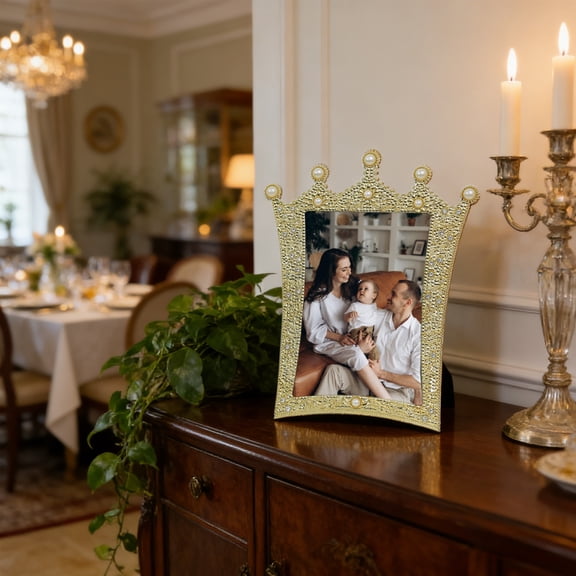 Eespoir European Pearl Inlaid Frame, Home Wedding Photo Decoration Frame, French Resin Frame Decor Piece For Tabletop, Shelf, Mantle, Vintage Style, Ornate(D)