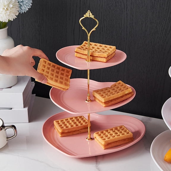 Eespoir European-Style Dessert Stand, Multi-Tier Fruit Tray Snack Tray, Heart-Shaped Cake Stand for Party Serving, Home Decor, Gift Idea, Dining Display(Watermelon Red)