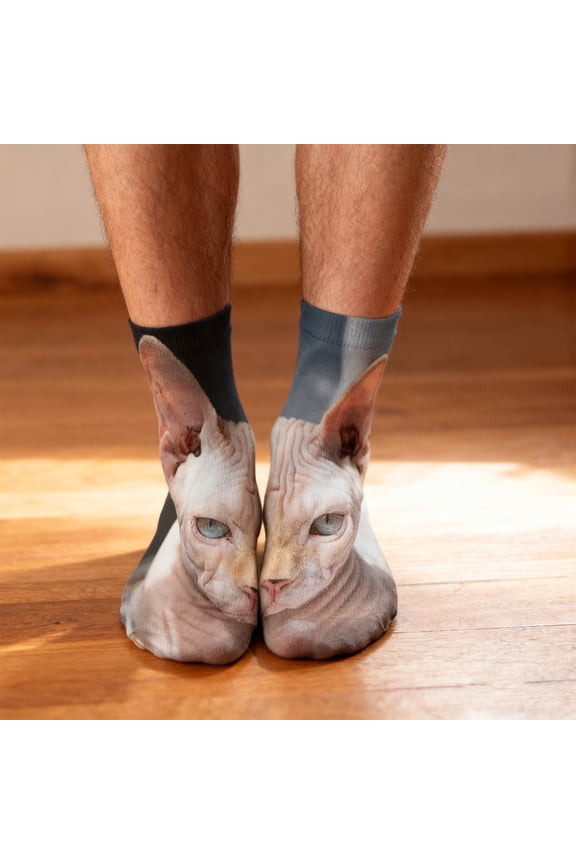 Face Print Socks Cute Mid-calf, Unisex Comfort Socks, Breathable Fabric Socks, For Everyday Wear Gifting, Soft Material(B)