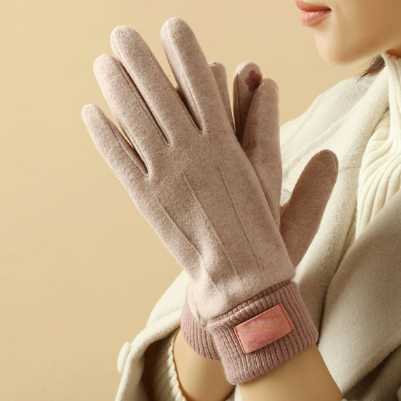 Eespoir Faux Cashmere Gloves For Men And Women, Winter Cycling Gloves, Thermal Gloves For Cold Weather, Outdoor Sports, Driving, Touchscreen Compatible(Pink)