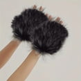 thumbnail image 1 of Eespoir Faux Fur Wolf Paw Gloves, Halloween Decoration Gloves, Winter Fingerless Furry Mittens, for Girls Women Winter Warmth, Black, 1 of 7