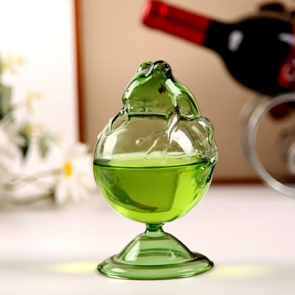 Eespoir Frogs Cocktail Glass, Cute Crystal Whiskey Drinking Glass, Fun Glassware For Home Bar, Entertaining, Party Use, Novelty Gift, Conversation Piece(Green)